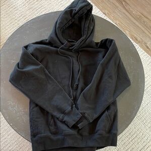 Black Oversized Cuffed Sleeve Hoodie